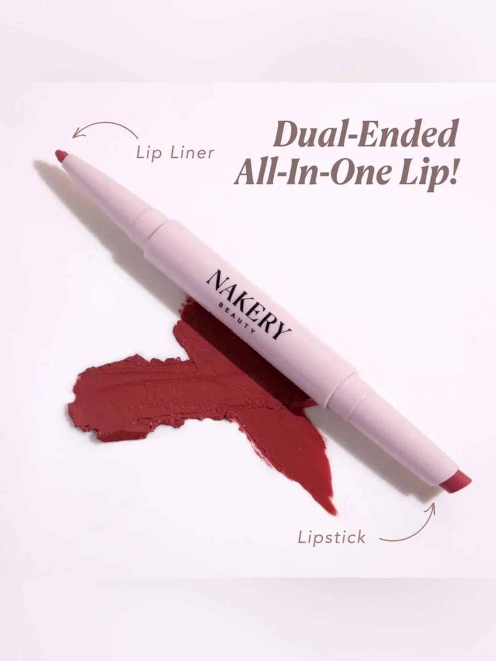 NAKERY BEAUTY Dual ended No-Sting plumping lipstick & lip liner w/ collagen